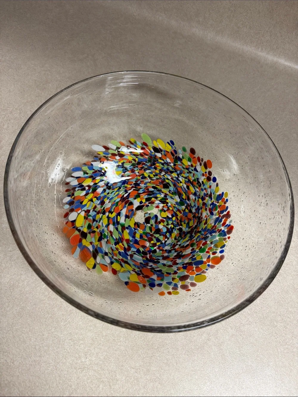 Glass confetti bowl